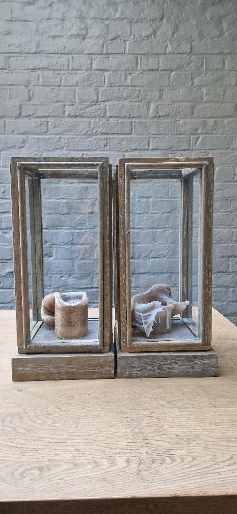 Twee houten lantaarns, Huis en Inrichting, Ophalen, Gebruikt
