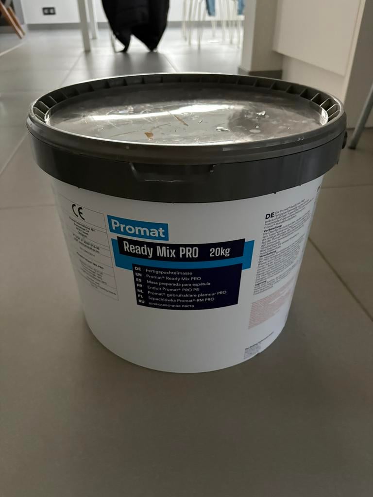 Enduit Promat ready mix pro (reste 10kg), Doe-het-zelf en Bouw, 5 tot 10 liter, Ophalen, Zo goed als nieuw, Wit