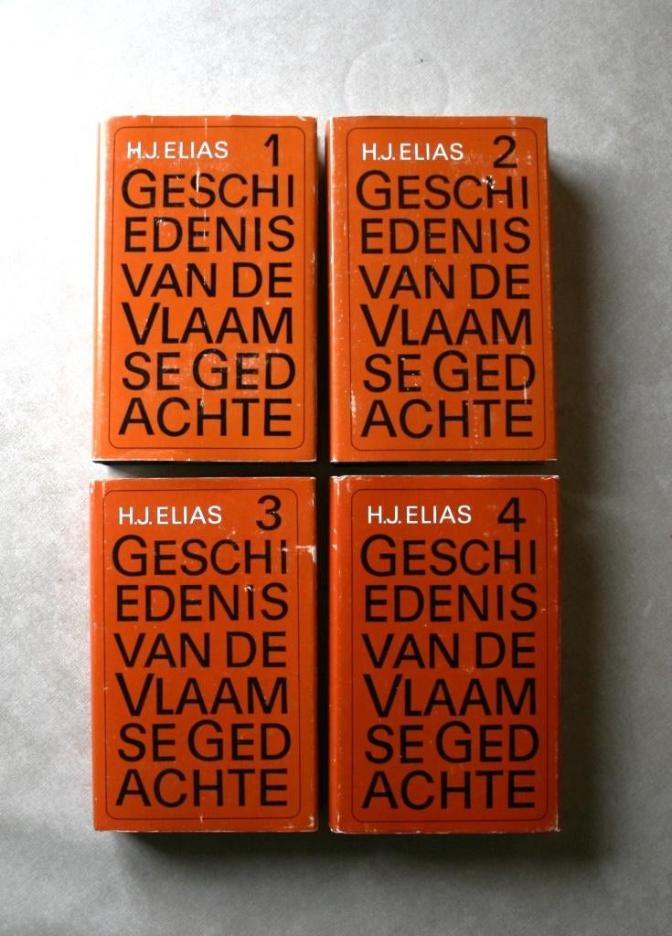 Geschiedenis van de Vlaamse gedachte. Set van 4: €15., Enlèvement ou Envoi, Utilisé, H.J. Elias, 20e siècle ou après
