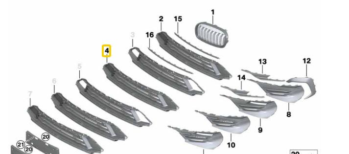 Bumper rooster grille BMW 2 serie Active tourer F45 F46   51, -, Nieuw, Ophalen of Verzenden, -