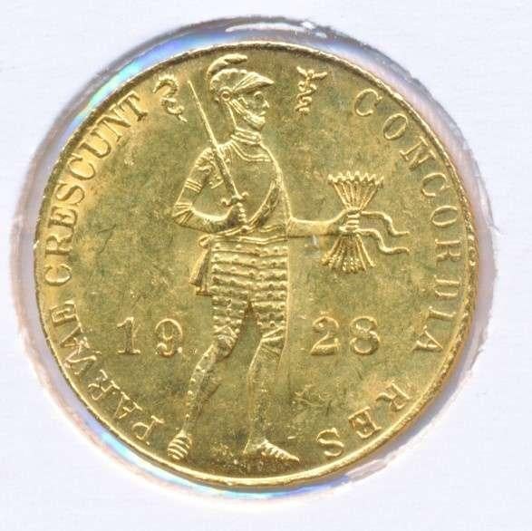 Nederland Gouden Dukaat 1928 Wilhelmina, Enlèvement ou Envoi, Or
