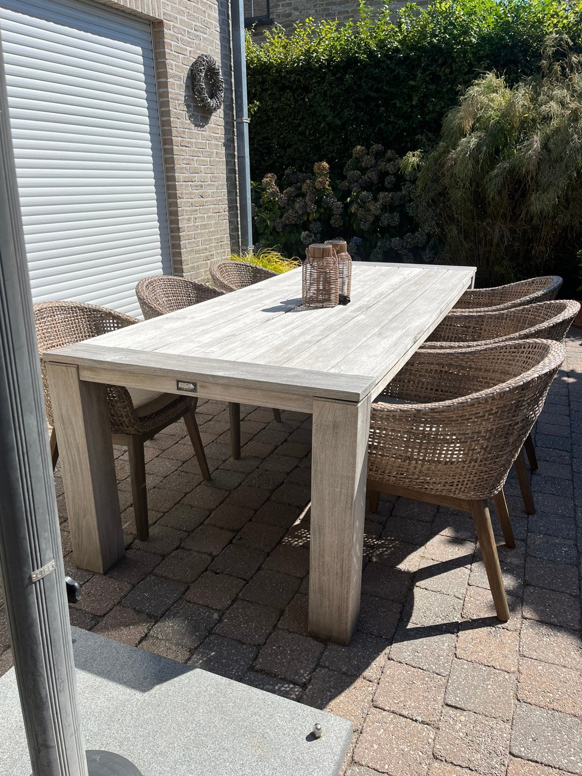 6 mooie nieuwe tuinstoelen met TEAK tafel, Tuin en Terras, Ophalen, Zo goed als nieuw, Hout