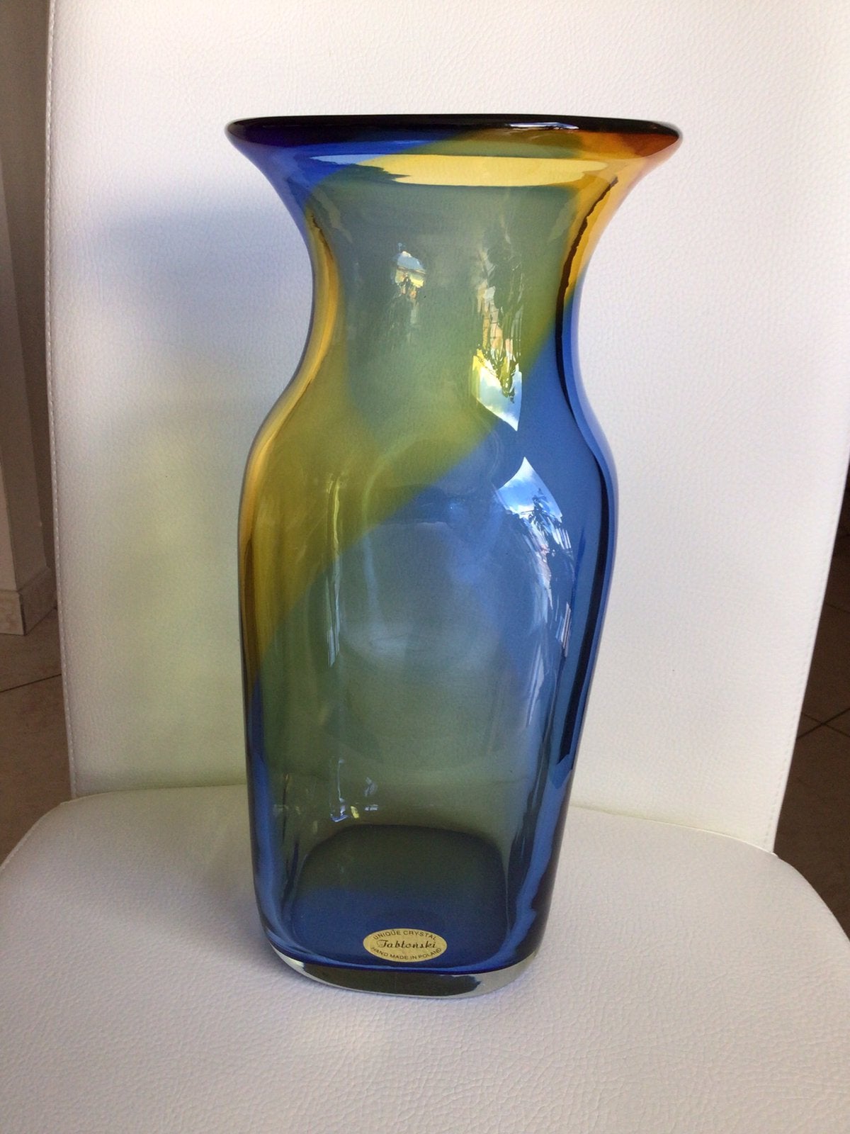 Vase en cristal unique soufflé à la main - Adam Jablonski, Enlèvement, Bleu