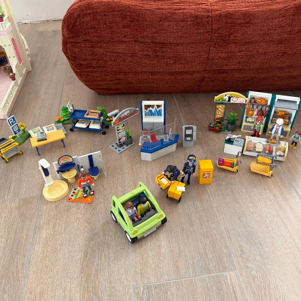 Playmobil Slagerij, Postbode set, Bankbalie, Stadsauto extra, Kinderen en Baby's, Speelgoed | Playmobil, Ophalen, Gebruikt