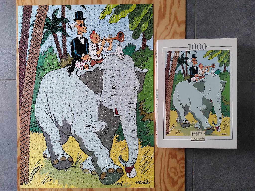 Puzzle 1000 pièces Nathan - Tintin, Les cigares du pharaon, Ophalen of Verzenden, 500 t/m 1500 stukjes, Zo goed als nieuw, Legpuzzel