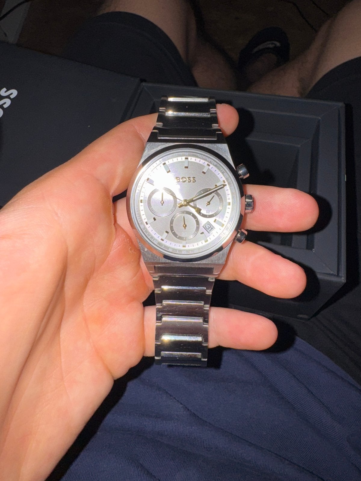 Montre Hugo BOSS Candor Chrono 1514221 – Acier – Cadran gris, Enlèvement ou Envoi, Comme neuf, Acier, Acier