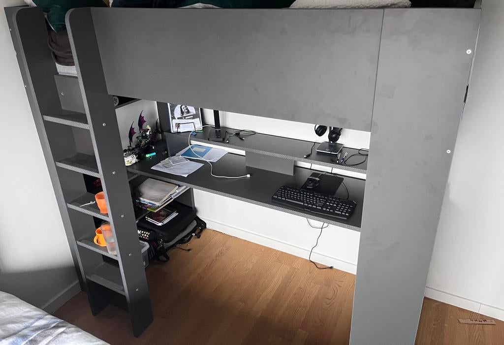 Hoogslaper / stapelbed met bureau – in uitstekende staat, Ophalen, Hoogslaper, Eenpersoons, 210 cm