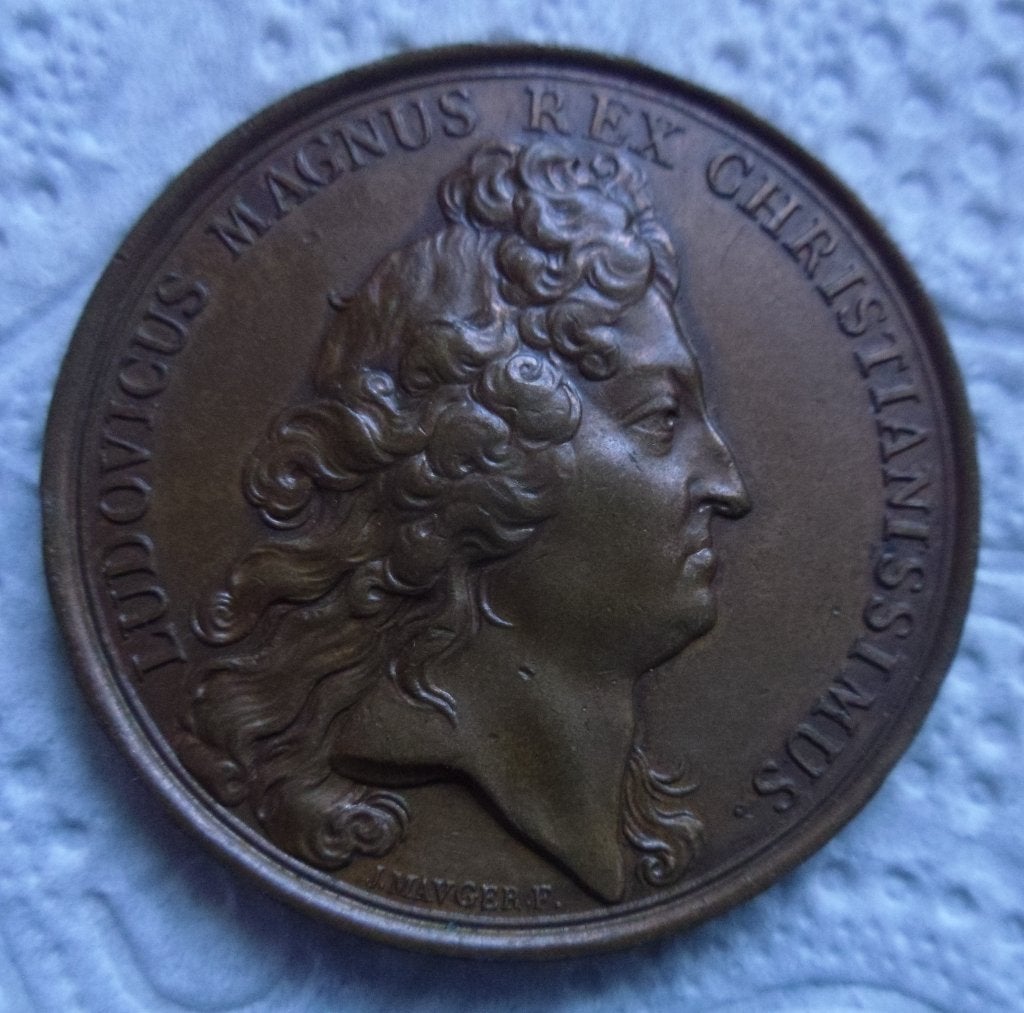Penning Louis XIV- de Liga van Augsburg - 1688, Postzegels en Munten, Verzenden, Brons