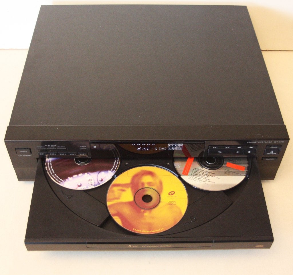 Sony CDP-C345 CD-Speler voor 5 CD's / Met Shuffle Functie, Ophalen of Verzenden, Zo goed als nieuw, Sony, Wisselaar