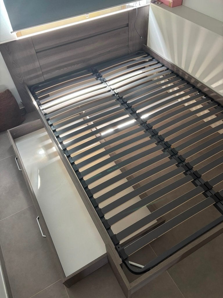 Bedframe en lattenbodem 140x200 cm, Huis en Inrichting, Slaapkamer | Bedden, Ophalen, Gebruikt, Tweepersoons, 140 cm