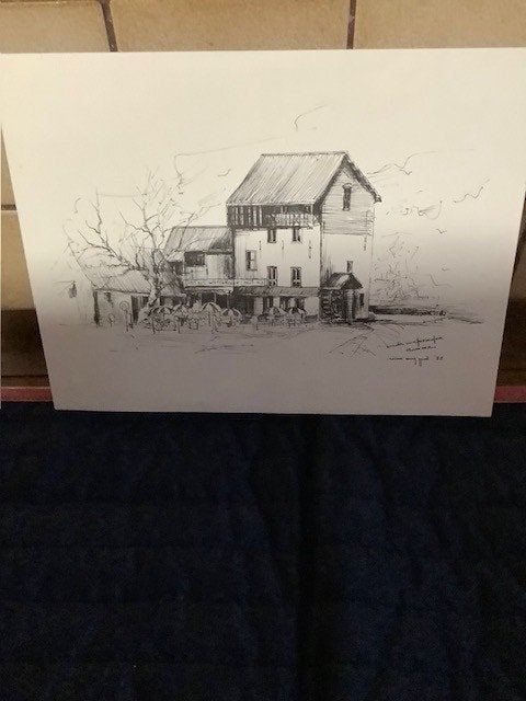 pentekening Restaurant De Oude Watermolen Hamme a/d, Enlèvement ou Envoi, Dessin, Dessin à la plume