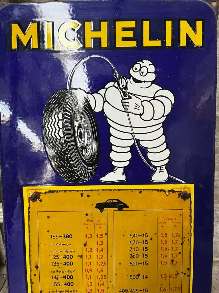 Origineel Michelin emaille reclamebord – jaren 60/70, Verzamelen, Merken en Reclamevoorwerpen, Ophalen of Verzenden, Zo goed als nieuw