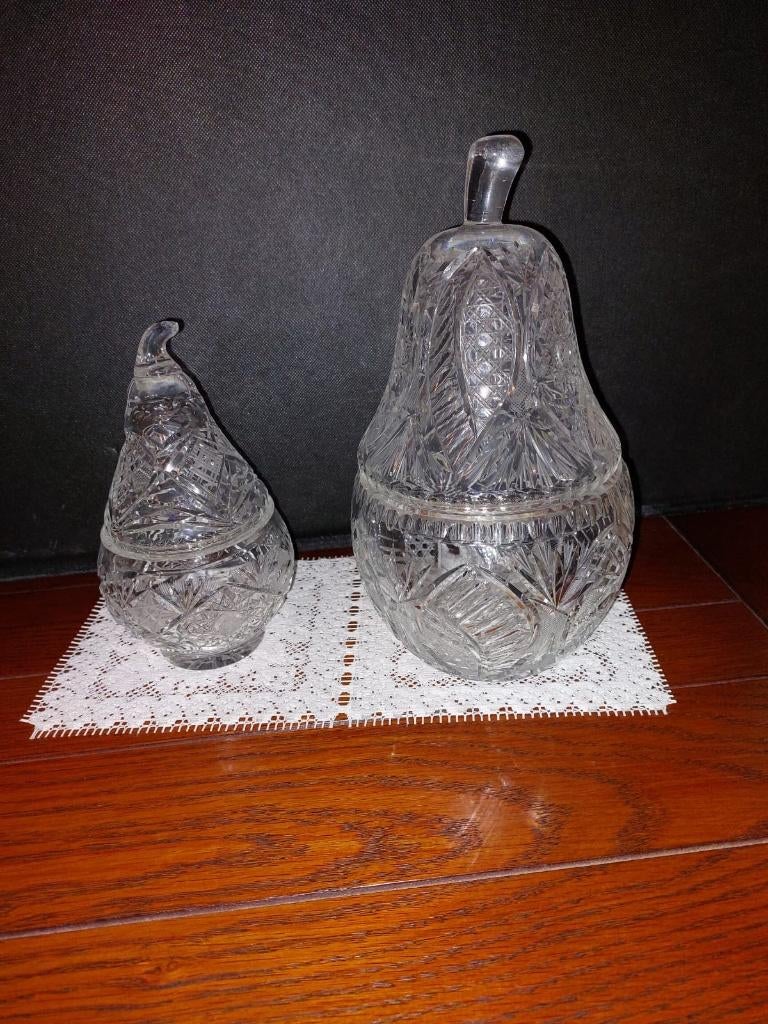 2 Kristallen peervormige potten, Antiek en Kunst, Ophalen