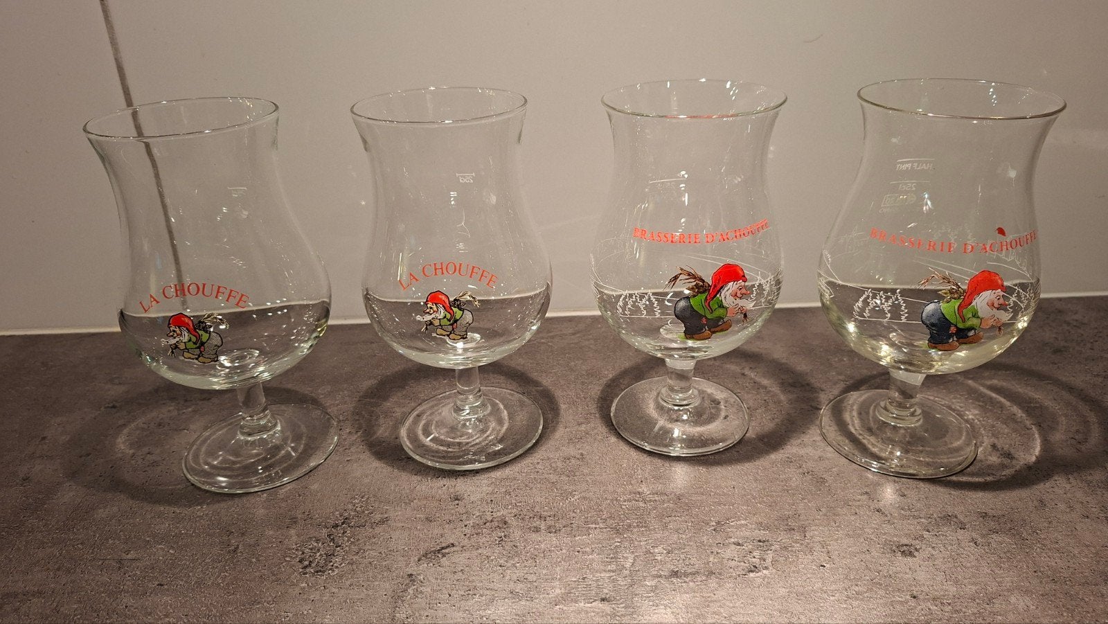 4x la chouffe 25cl bierglazen, Verzamelen, Verzenden