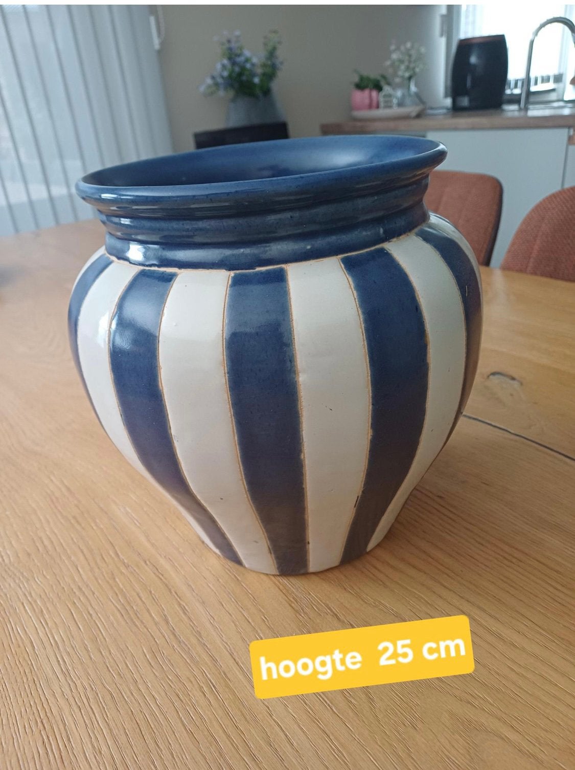 Vaas, Huis en Inrichting, Woonaccessoires | Vazen, Ophalen, Gebruikt, Blauw, Steen/keramiek