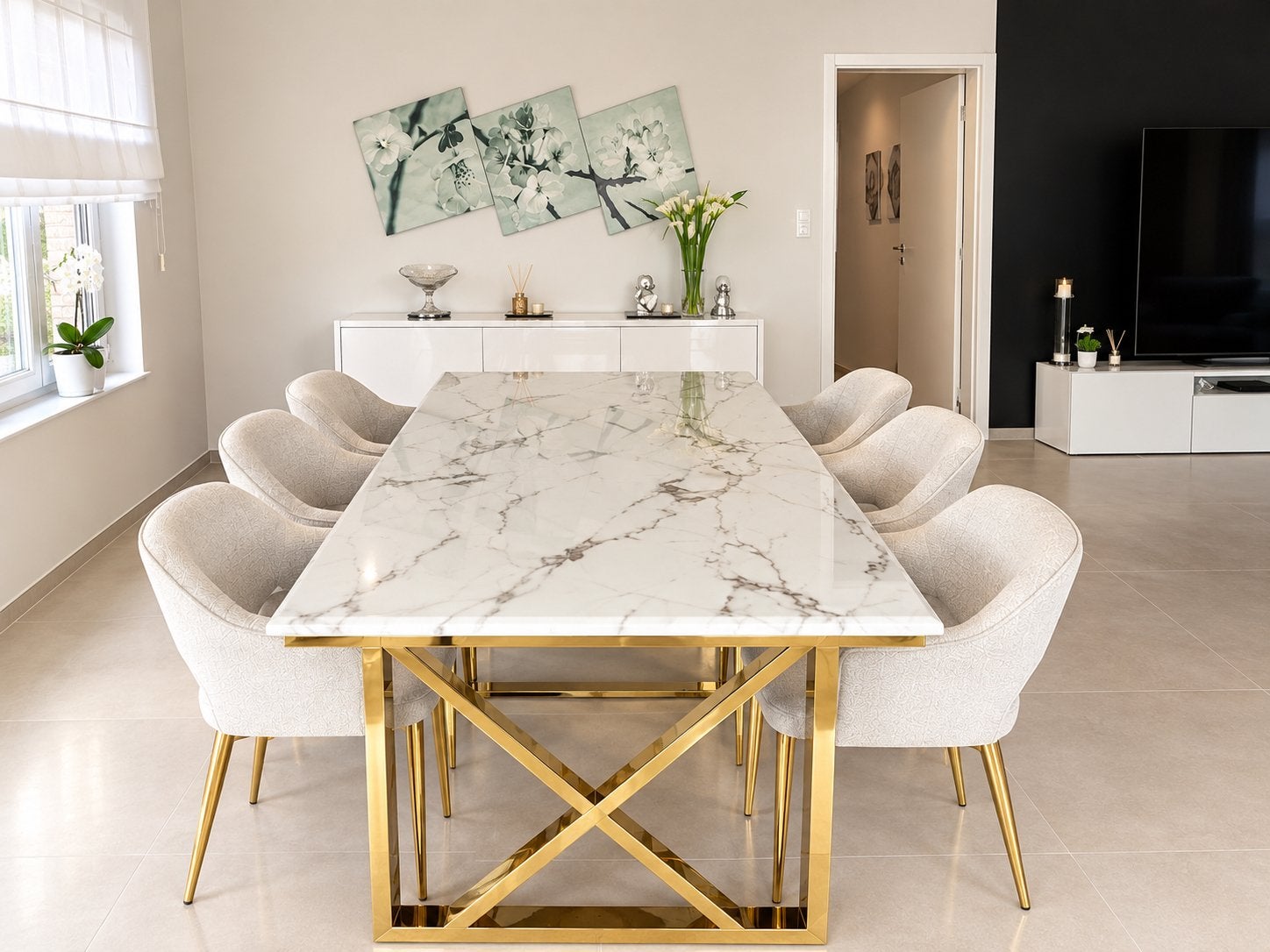 Tables + 6 Chaises, Enlèvement, Comme neuf, Moderne, 4 à 6 chaises