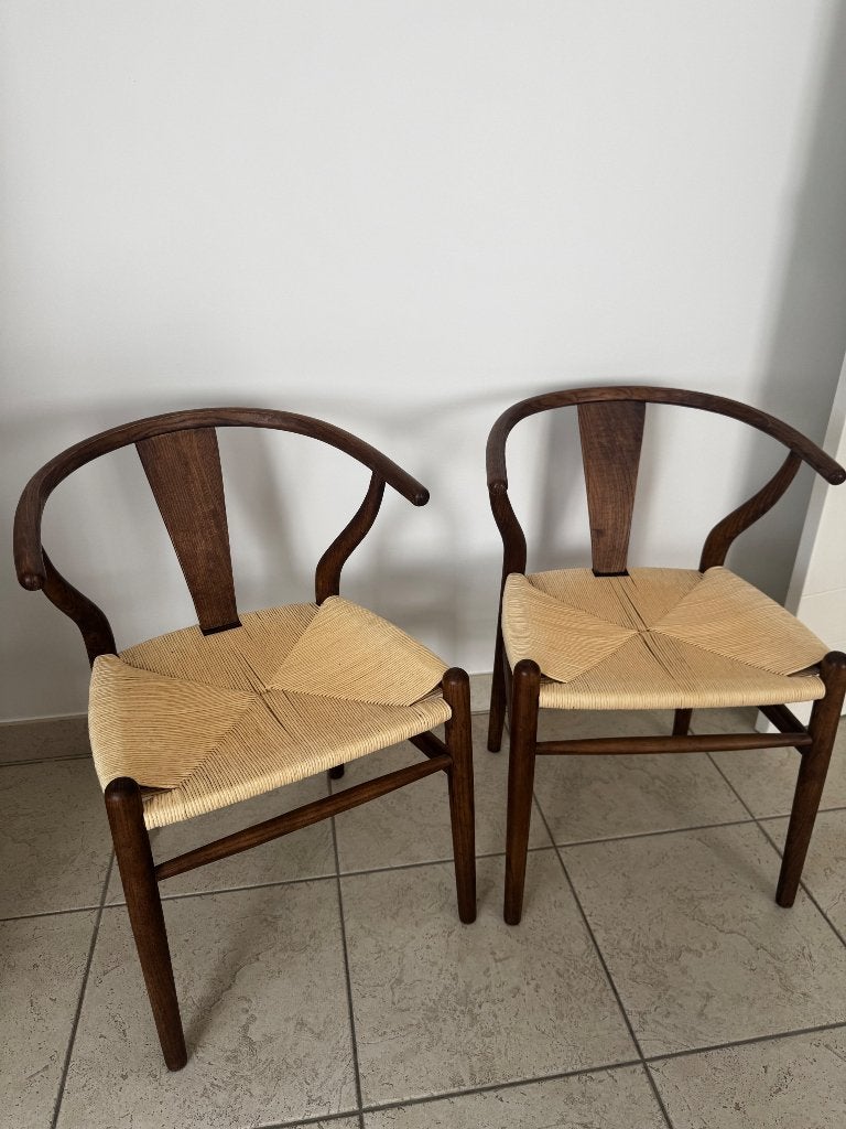 Chaise Design Minimaliste Bois Corde, Ophalen, Gebruikt, Twee, Bruin