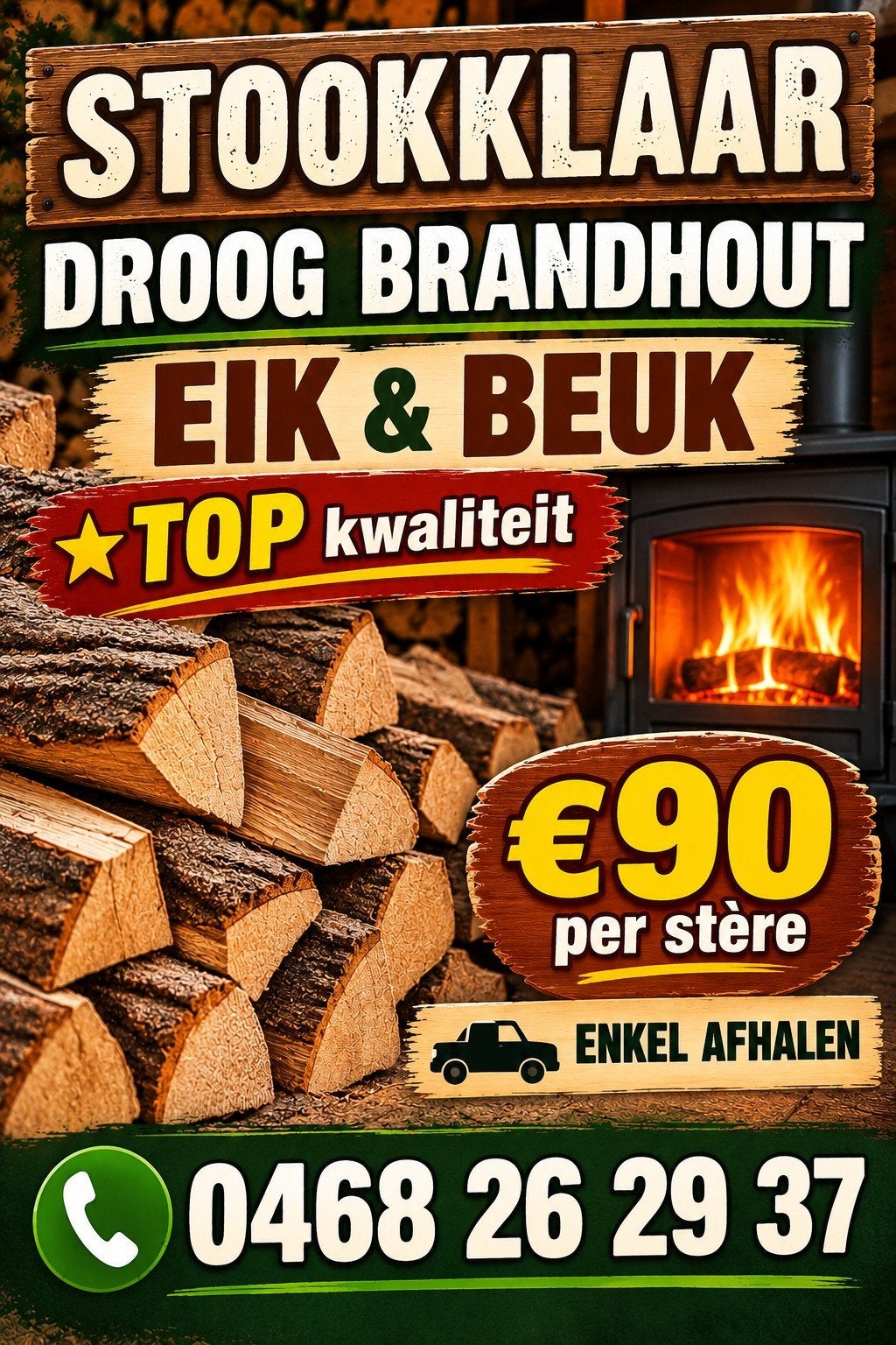 droog hardhout brandhout eik-beuk PROMO !, Enlèvement