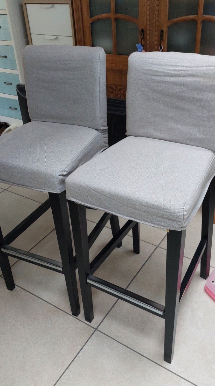 hoge stoelen, 3 tabourets, Enlèvement, Utilisé, Bois
