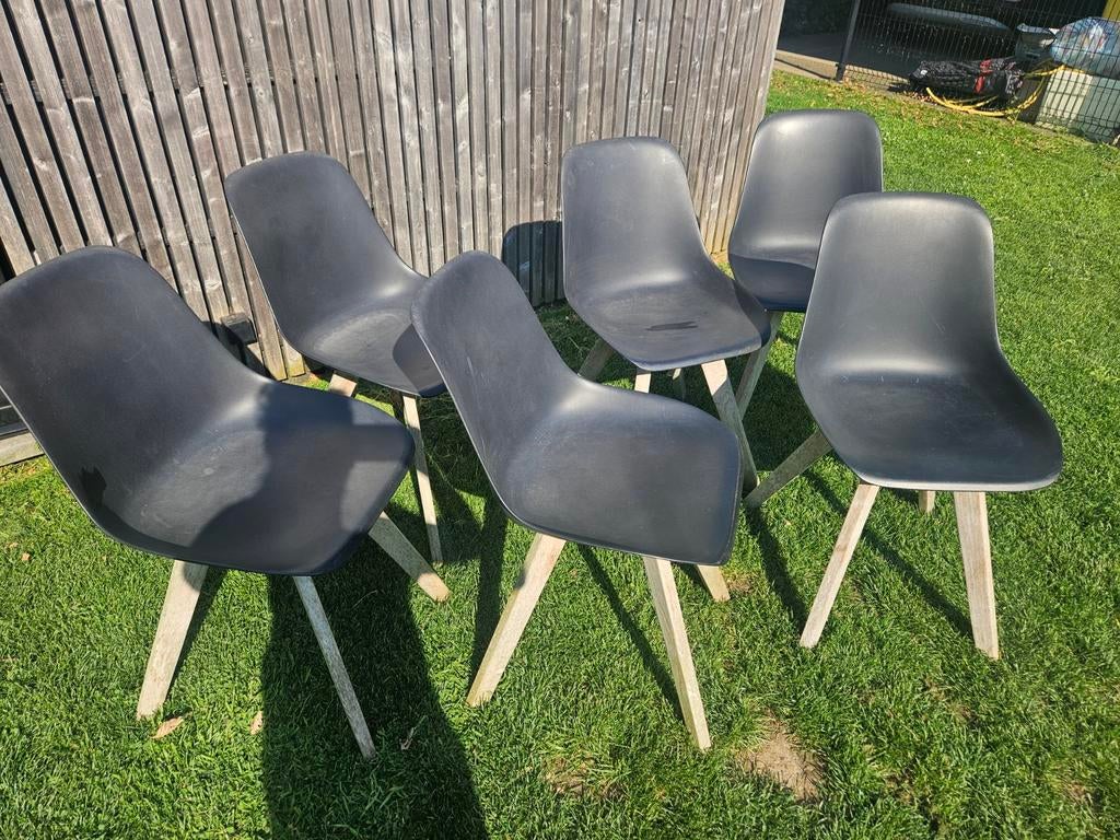 Tuinstoelen x6 - polypropyleen kuip met houten poten, Ophalen