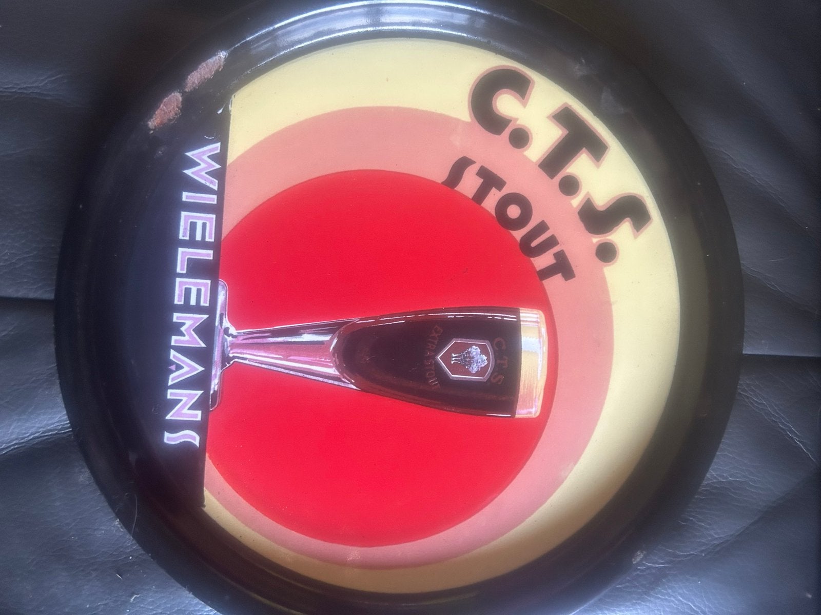 Emaille plateau cts stout wielemans, Ophalen, Gebruikt, Reclamebord, Plaat of Schild, Overige merken