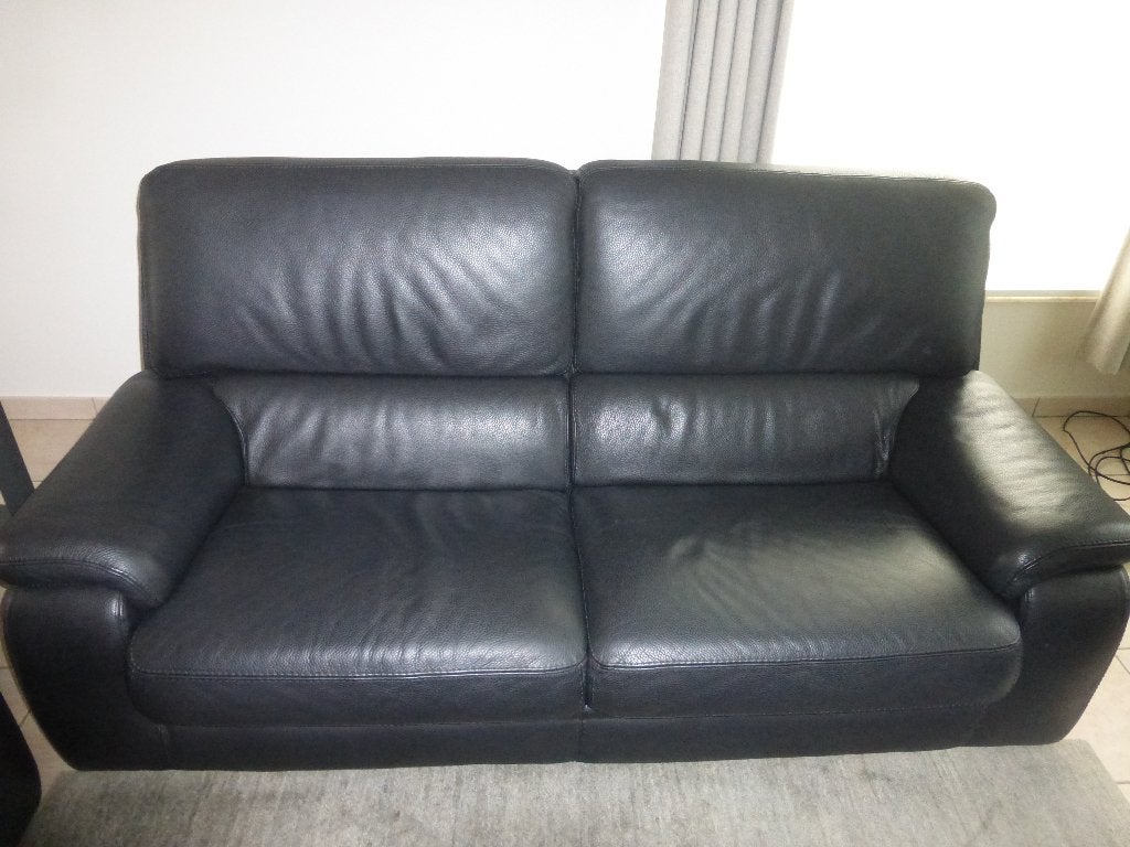 Lederen 3 zit zetel, Ophalen, Gebruikt, 150 tot 200 cm, Driepersoons