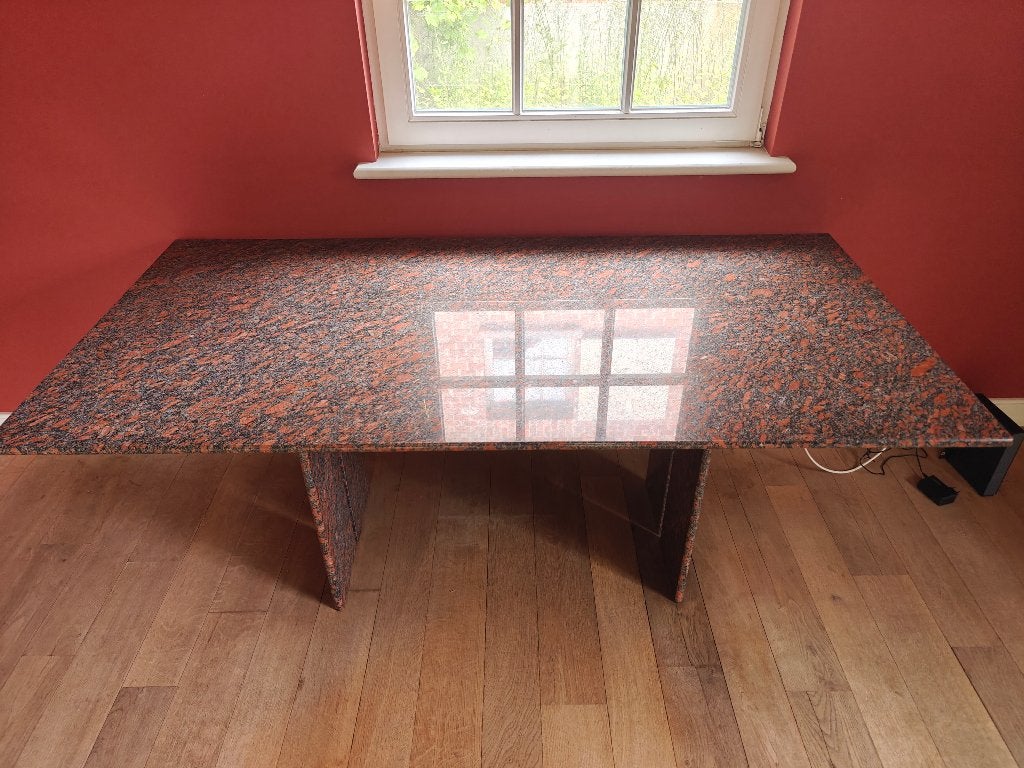 Granieten Eettafel (180x88cm) – Multicolor Red, Ophalen, Overige materialen, Vierkant, 50 tot 100 cm
