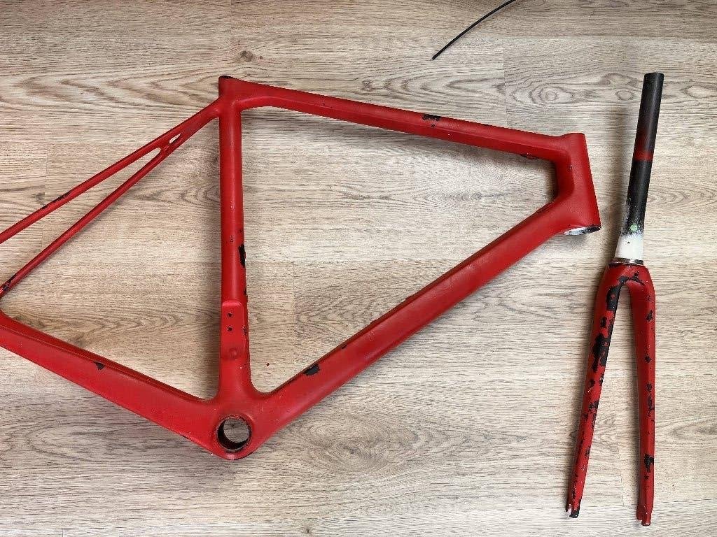 Carbon racekader + vork carbon (velgrem), Fietsen en Brommers, Ophalen, Frame, Gebruikt, Racefiets