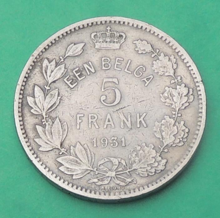 1931 5 frank PB, Timbres & Monnaies, Monnaies | Belgique, Envoi, Métal, Monnaie en vrac