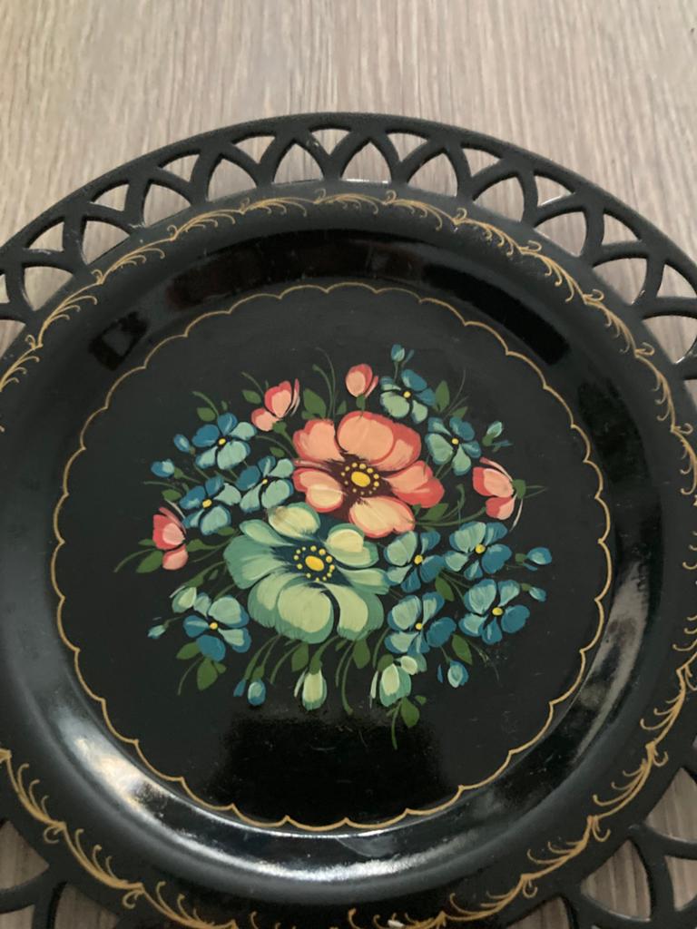 Prachtig Vintage metalen Russische bord uit de USSR, d-17 cm, Ophalen of Verzenden, Zo goed als nieuw