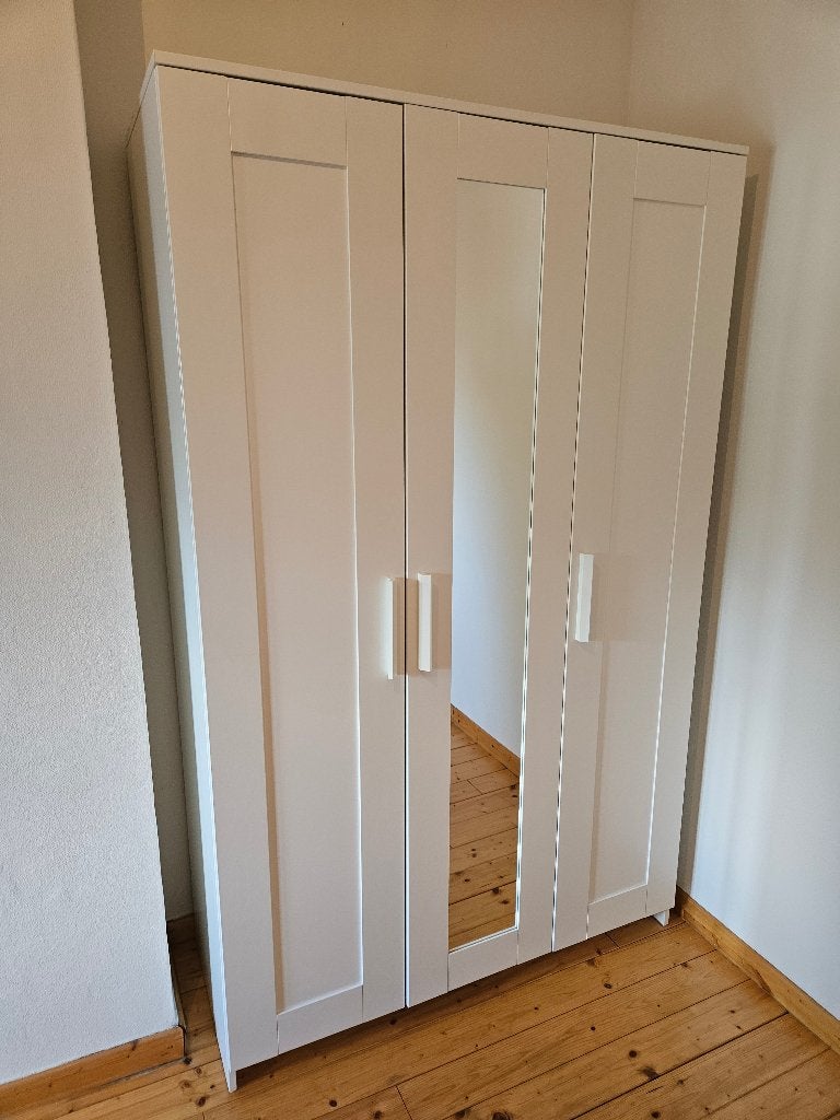 Armoire blanche avec miroir - 3 portes - 116,5 cm de large, Maison & Meubles, 25 à 50 cm, 100 à 150 cm, Utilisé, Avec porte(s)