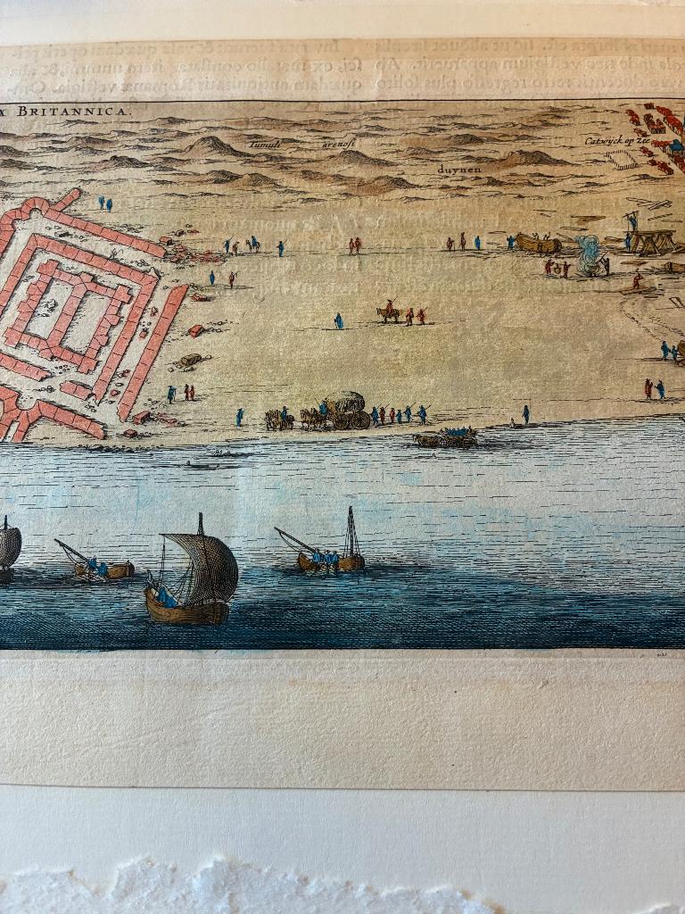 Joan Blaeu – Arx Britannica (Brittenburg bij Katwijk) – 1649, Antiek en Kunst, Verzenden, 19 cm, 1600 - 1699, Ingelijst