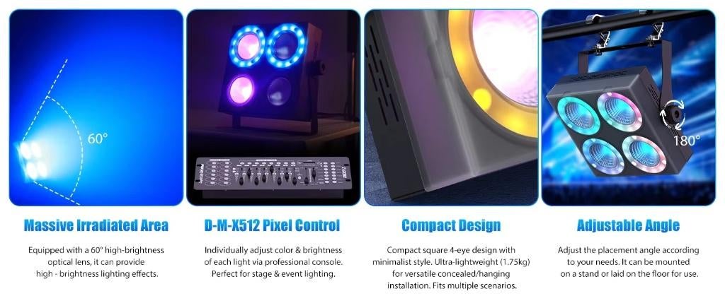 Nouveau blinder LED de scène RGBW 4x40W de première classe, Musique & Instruments, Lumières & Lasers, Neuf, Lumières, Commande sonore