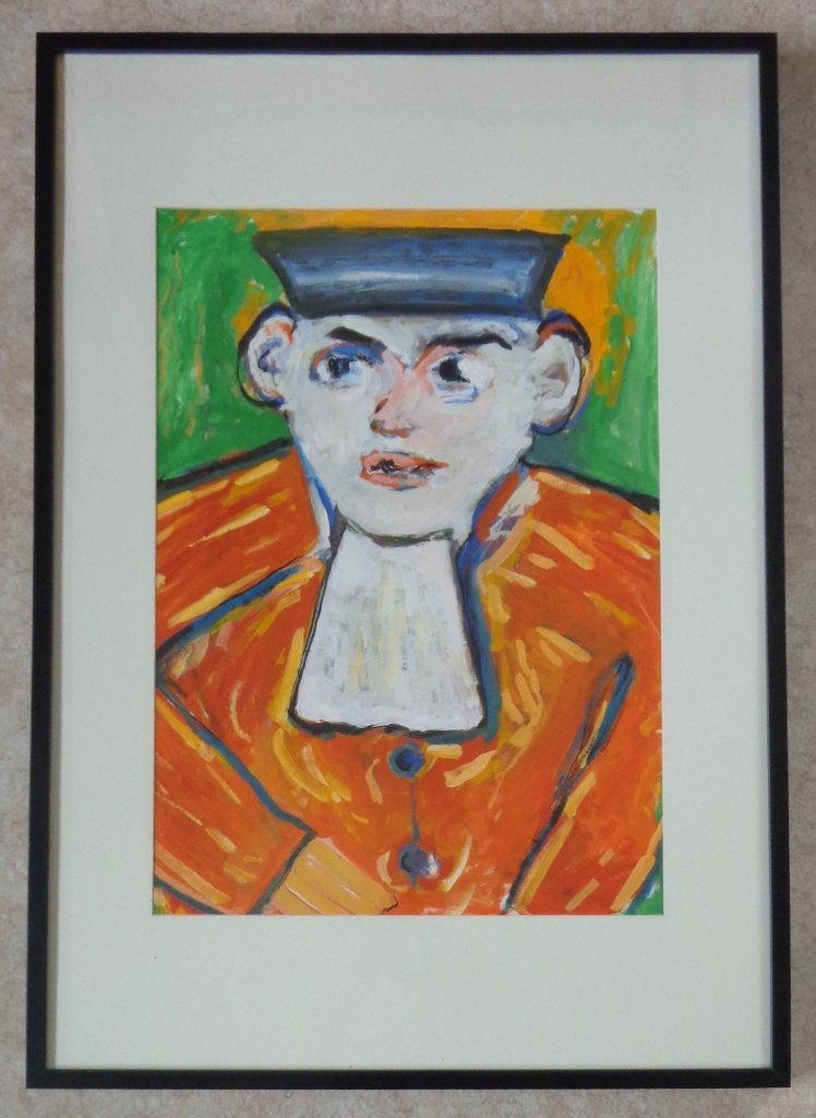 ONBEKEND / PORTRET VAN ADVOCAAT / OLIEVERF / 103x73cm KADER, Ophalen, Papier/karton, Achter glas, Olieverf