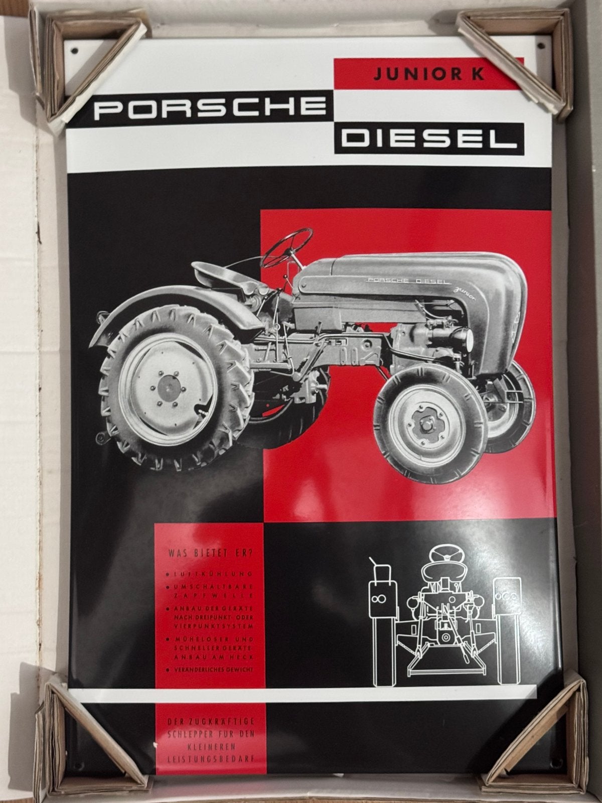 Porche plaque émaillée avec certificat (tracteur), Antiquités & Art, Antiquités | Email, Enlèvement