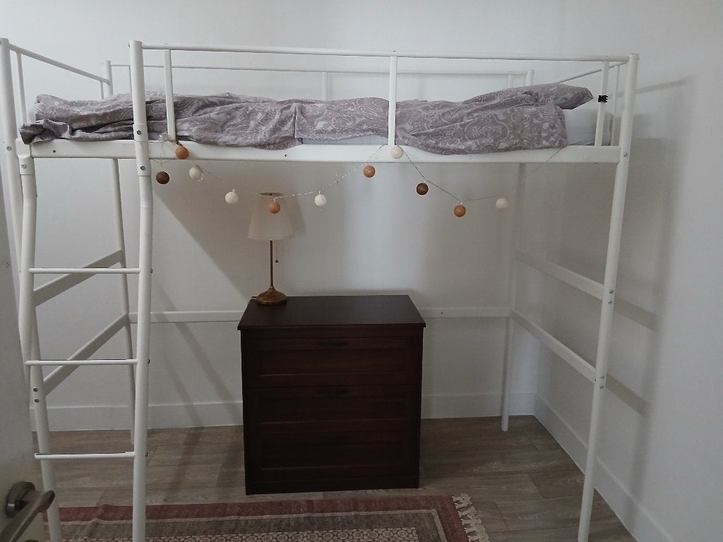 Ikea vitval hoogslaper(90x200cm)wit metalen frame, Ophalen, Gebruikt, Eenpersoons, 200 cm