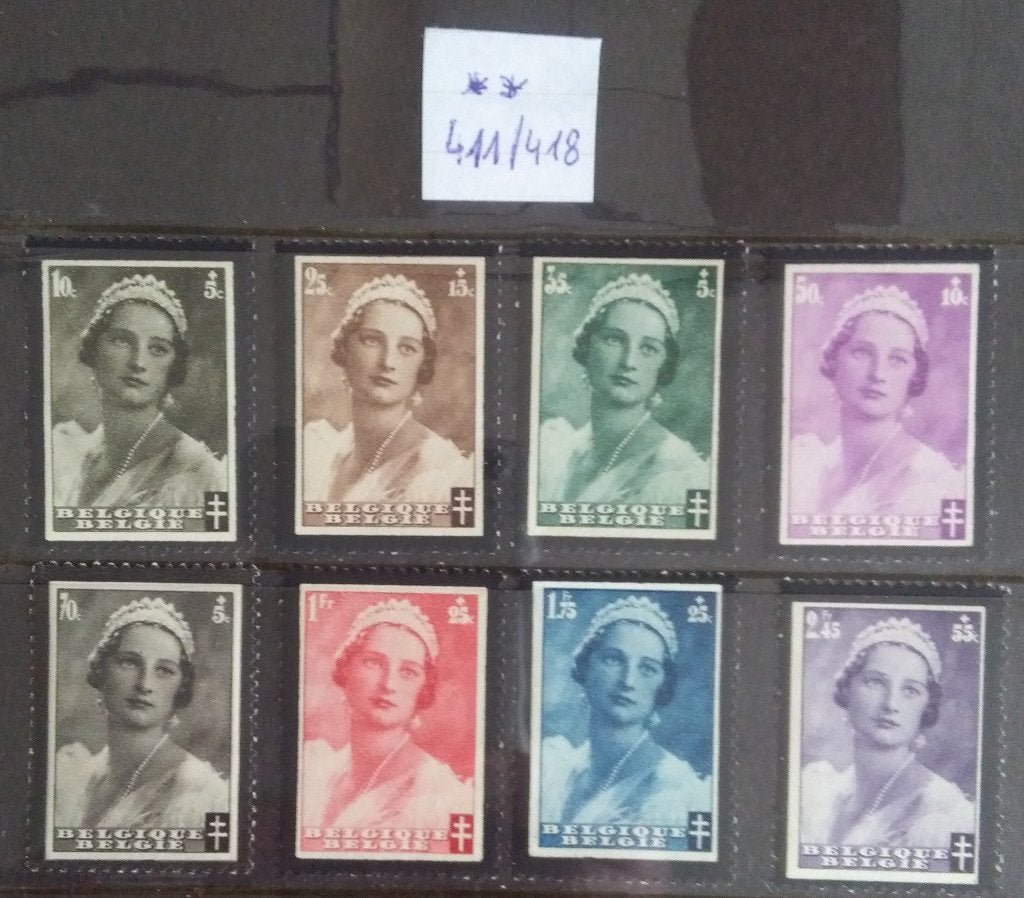 411-418 ** Tuberculosebestrijding rouwzegel Astrid, Ophalen of Verzenden, Zonder stempel, Postfris, Postfris