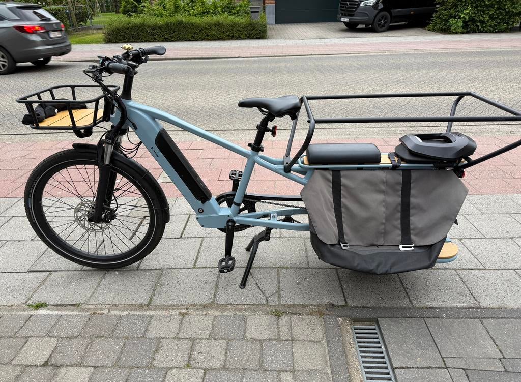 Longtail BTwin Blauw, Vélos & Vélomoteurs, Enlèvement, Comme neuf, 50 km par batterie ou plus, Autres marques