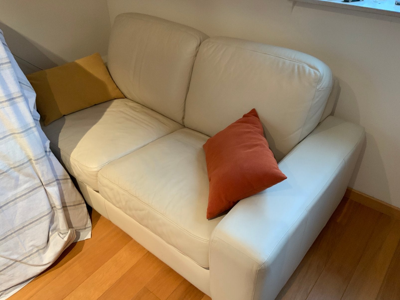 Lederen tweezit, Ophalen, Gebruikt, 150 tot 200 cm, Leer