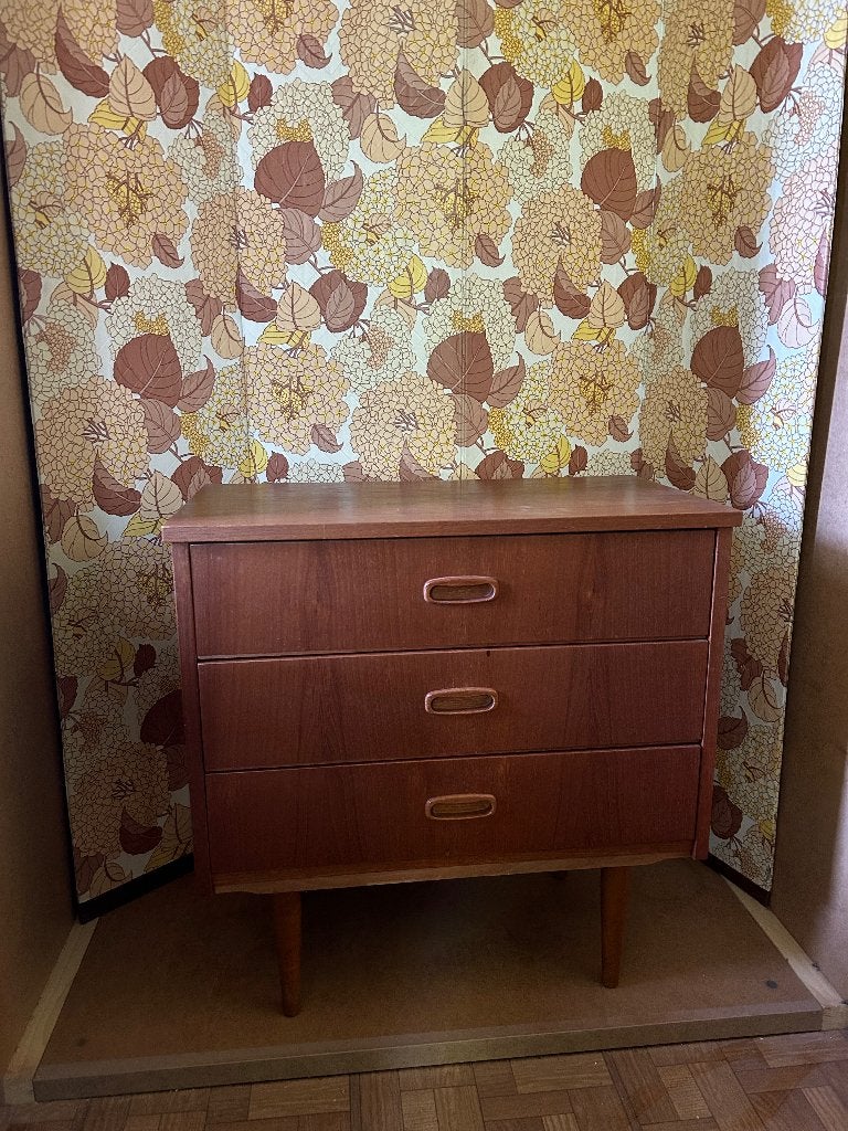 2 commodes chevets 3 tiroirs vintage, Enlèvement, Utilisé
