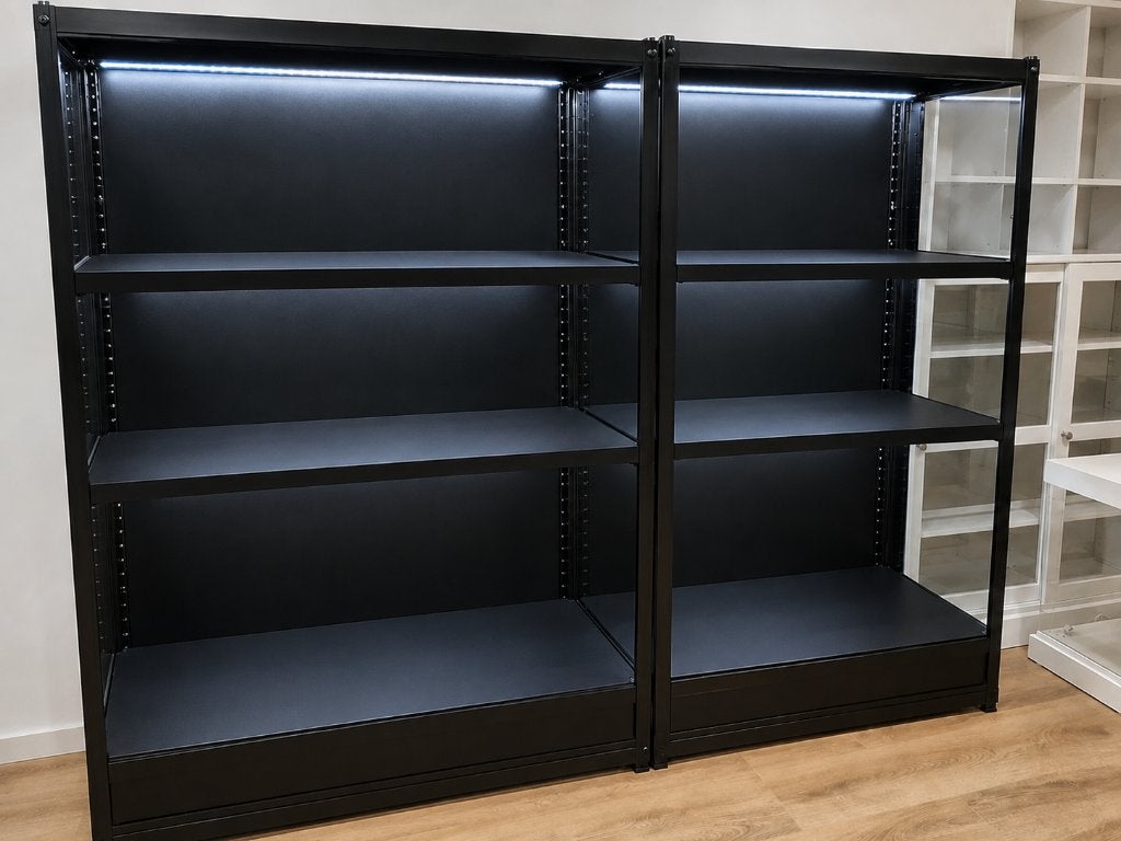 2 Moderne zwarte vitrinekast met ledverlichting !!!, Ophalen, Gebruikt, 100 tot 150 cm, 150 tot 200 cm