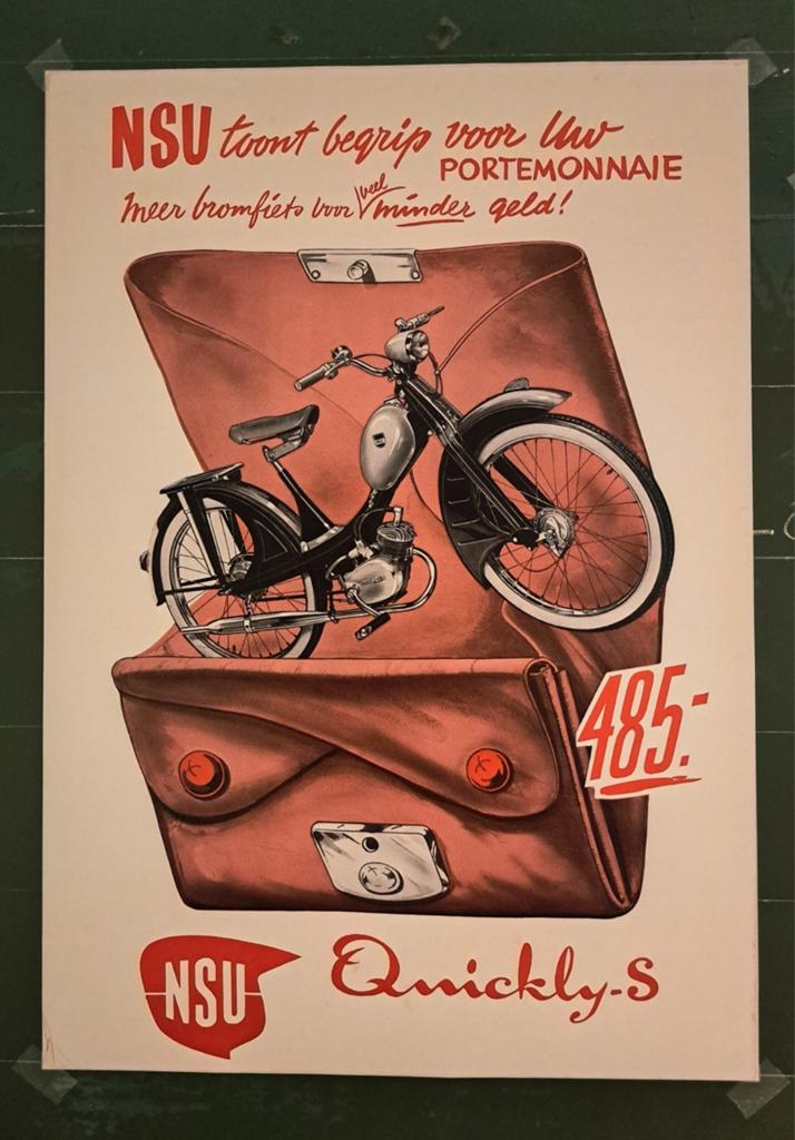 NSU Quickly reclame posters jaren 50, Ophalen of Verzenden, Nieuw, A1 t/m A3, Reclame
