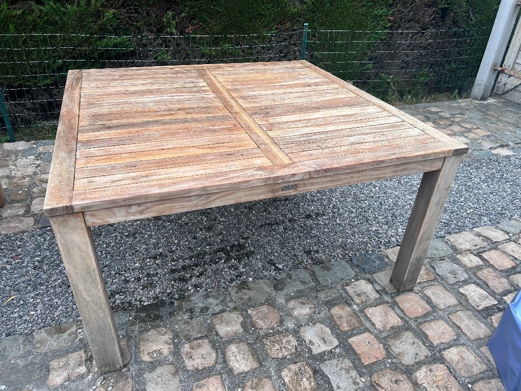 Tuintafel teak vierkant in nieuwstaat, Ophalen, Zo goed als nieuw, Vierkant, Teakhout