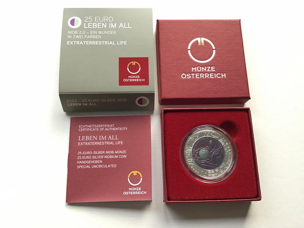 Oostenrijk 25 euro Extraterrestial Life 2022 Niob Proof, Timbres & Monnaies, Monnaies | Europe | Monnaies euro, Enlèvement ou Envoi