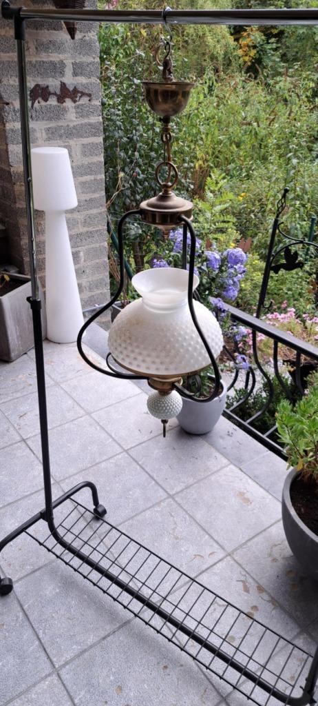 Luminaire "suspension" avec dôme blanc  vintage, Antiquités & Art, Enlèvement