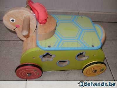 houten loopauto schildpad model  De 6 insteekvormpjes zijn n, Kinderen en Baby's, Ophalen of Verzenden, Gebruikt
