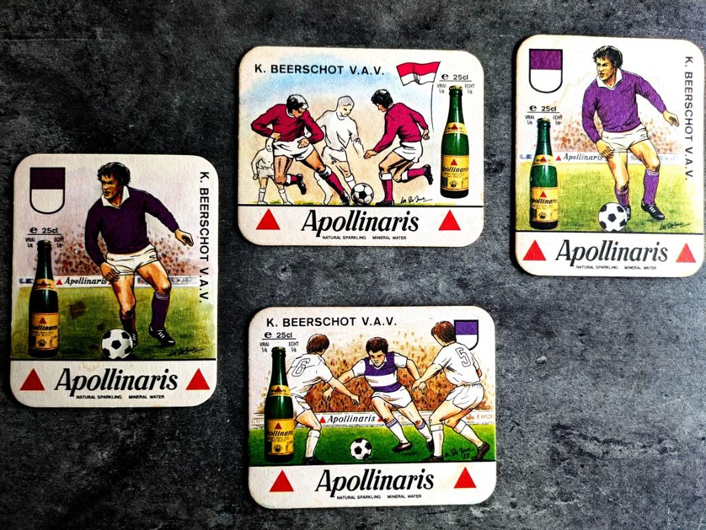 VOETBAL BIER KAARTEN BEERSCHOT 4X APOLLINARIS, Verzenden