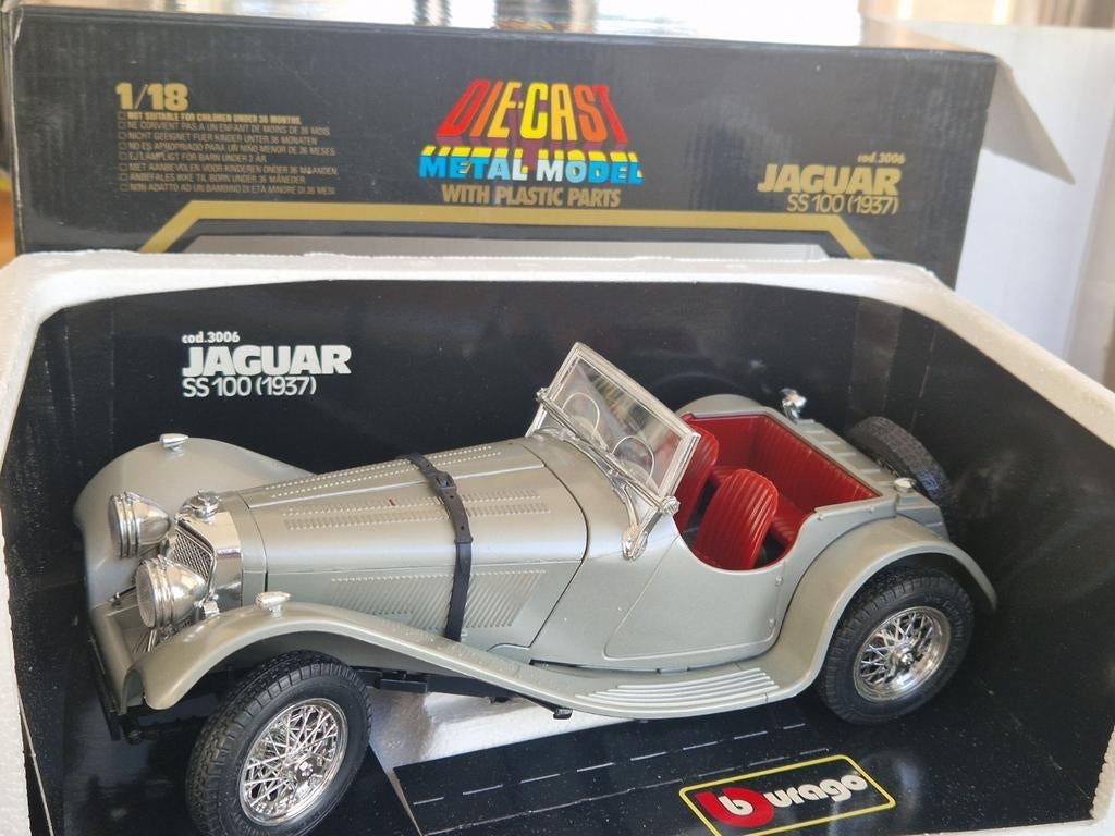 Schaal 1:18 Bburago 3006 Jaguar SS100 1937 , nieuw in verpak, Ophalen of Verzenden, Zo goed als nieuw, Auto, Burago