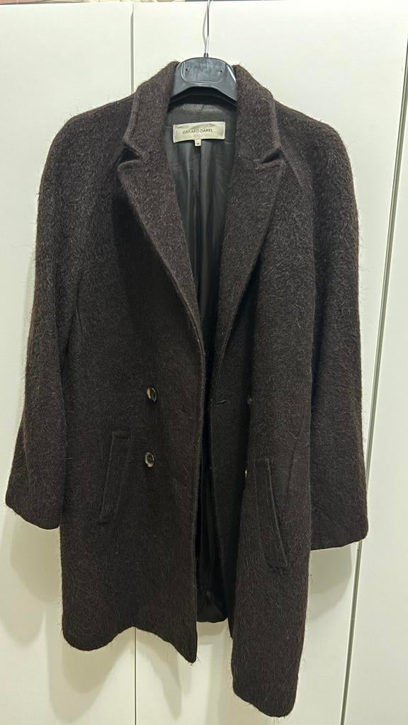 Manteau marron Gerard Darel, laine vierge, mohair et alpaga, Taille 36 (S), Brun, Porté, Manteau