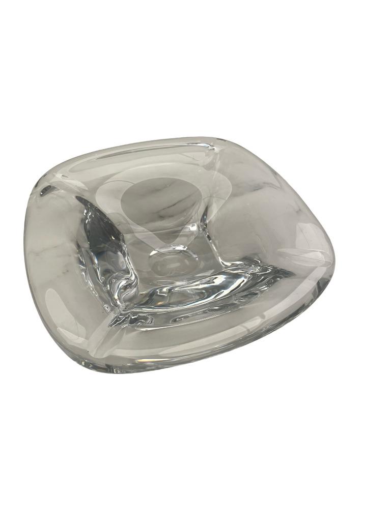 Cendrier carré en cristal blanc – Signé Val Saint Lambert –, Enlèvement ou Envoi